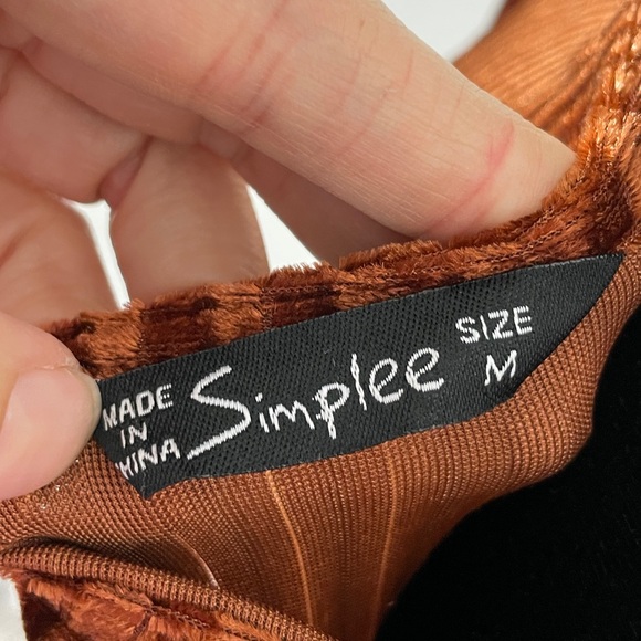 Simplee Rust-Colored Ribbed Tie Dress - Picture 3 of 4